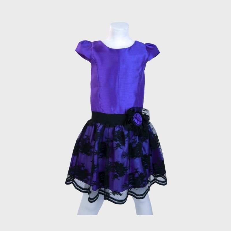 Black Lace Satin Dress
